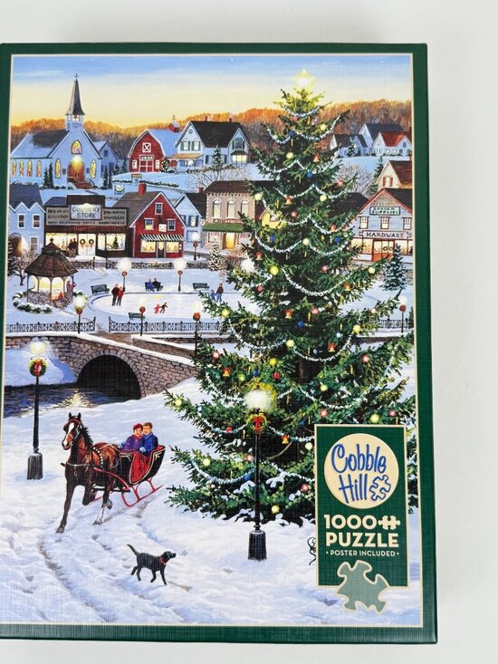 Cobble Hill 1000 Pc Village Tree Jigsaw Puzzle w/Poster New - Picture 1 of 5